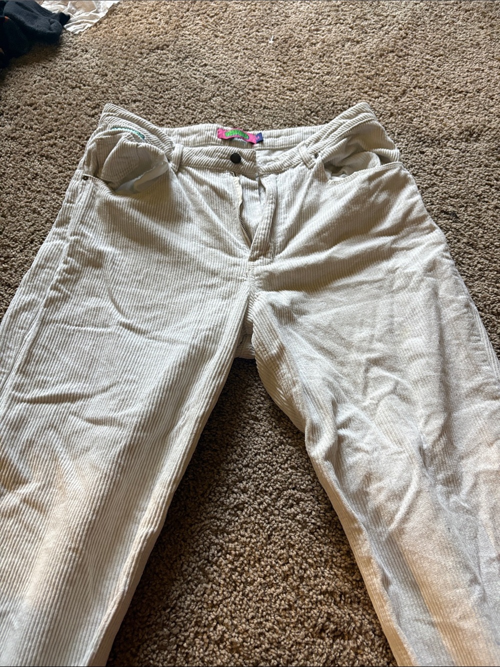 Empyre Cream Corduroy Straight Leg Jeans - Neutral Cream